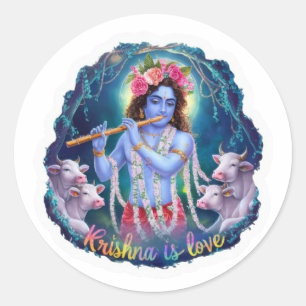 Krishna is Love Sticker: Divine Devotion Classic Round Sticker