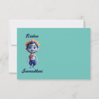 Krishna Janmashtami blue mug Thank You Card