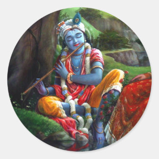 Krishna Painting (Indian Mythology) Classic Round Sticker