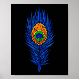 Krishna Pea Feather Hindu Spiritual Art Geometric Poster
