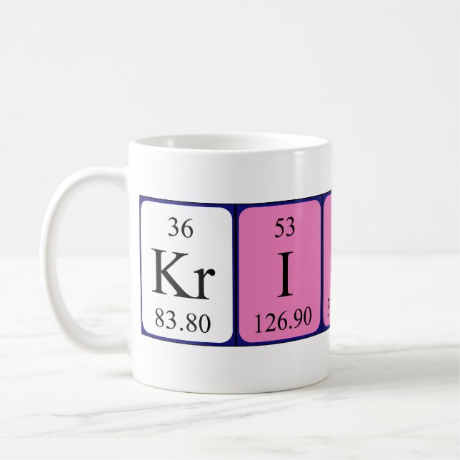 Krishna periodic table name mug (Left)