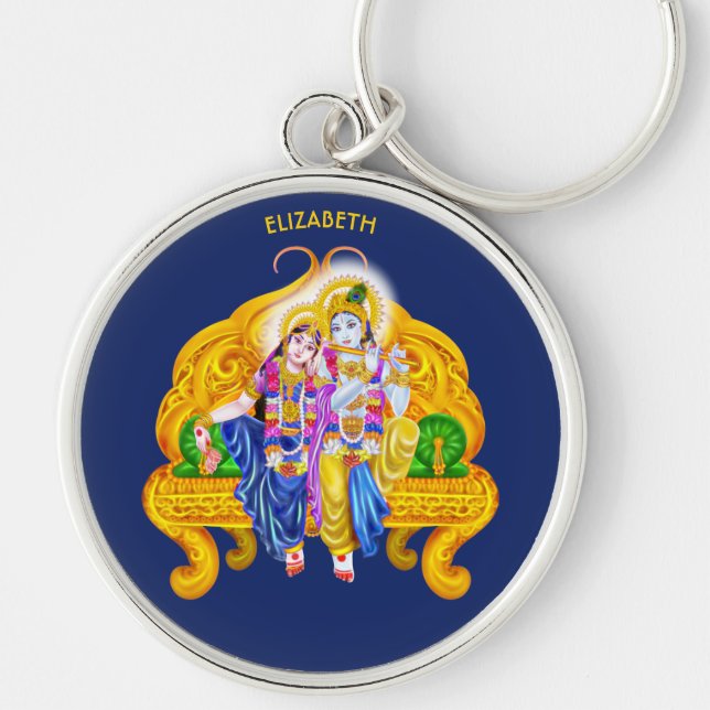 Krishna Radha Vigneshwara Psychedelic Hinduism Key Ring (Front)