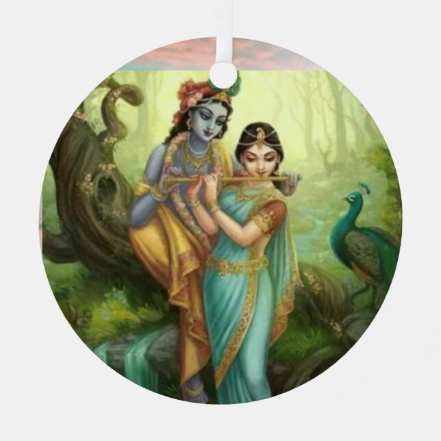 Krishna Radhey  Metal Tree Decoration (Front)