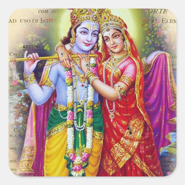 Krishna Square Sticker (Front)