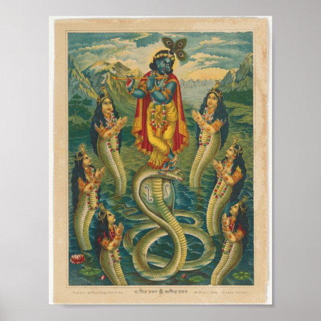 Krishna subduing Kaliya  Poster (Front)