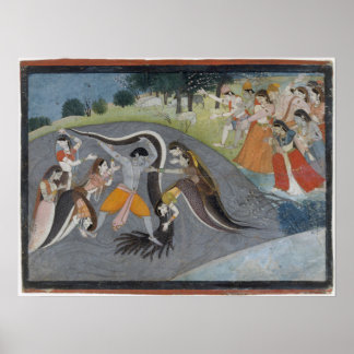 Krishna Subduing Kaliya, the Snake Demon Poster
