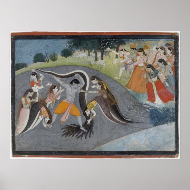 Krishna Subduing Kaliya, the Snake Demon  Poster (Front)