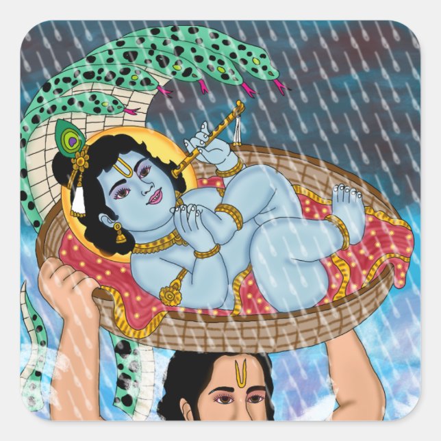 Krishna & Vasudeva Sticker (Front)