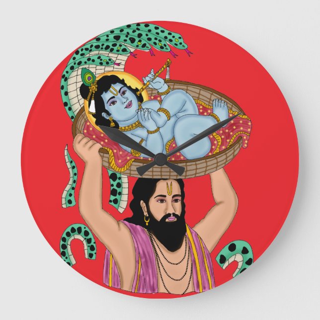 Krishna & Vasudeva Wall Clock (Front)