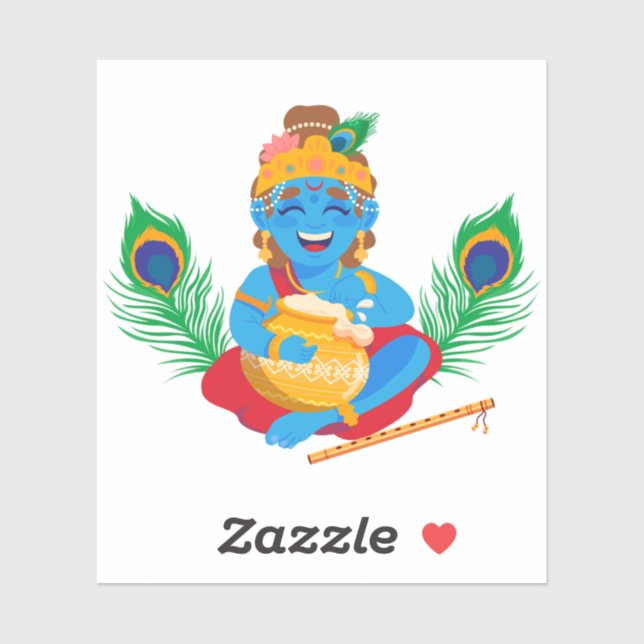 Krishna with butter pot peacock feather  (Sheet)