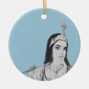Krishna with Flute Ceramic Ornament