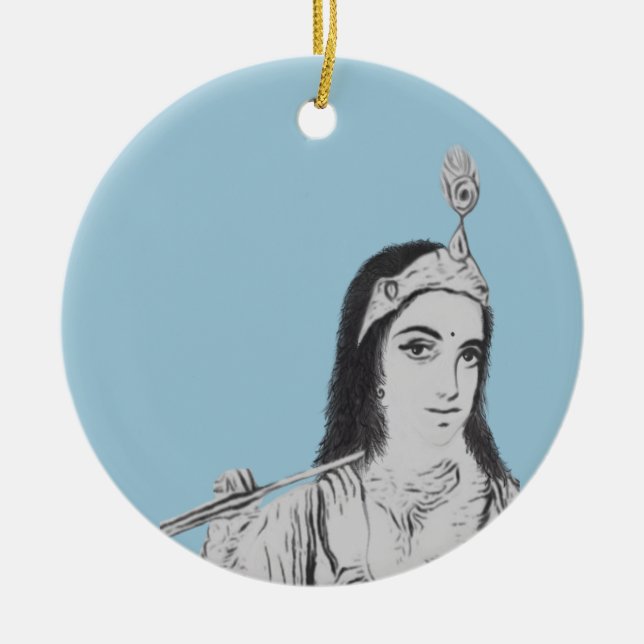 Krishna with Flute Ceramic Ornament (Front)