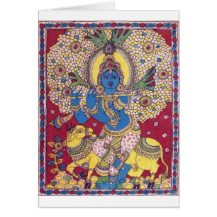 KRISHNA WITH FLUTE KALAMKARI PAINTING
