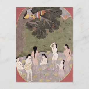 Krishna with the Cow Girls' clothes, Postcard