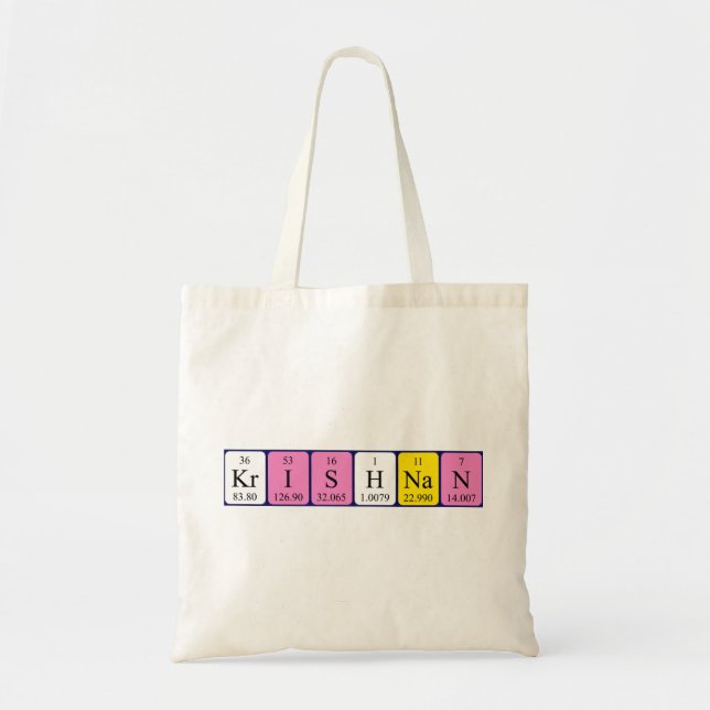 Krishnan periodic table name tote bag (Front)