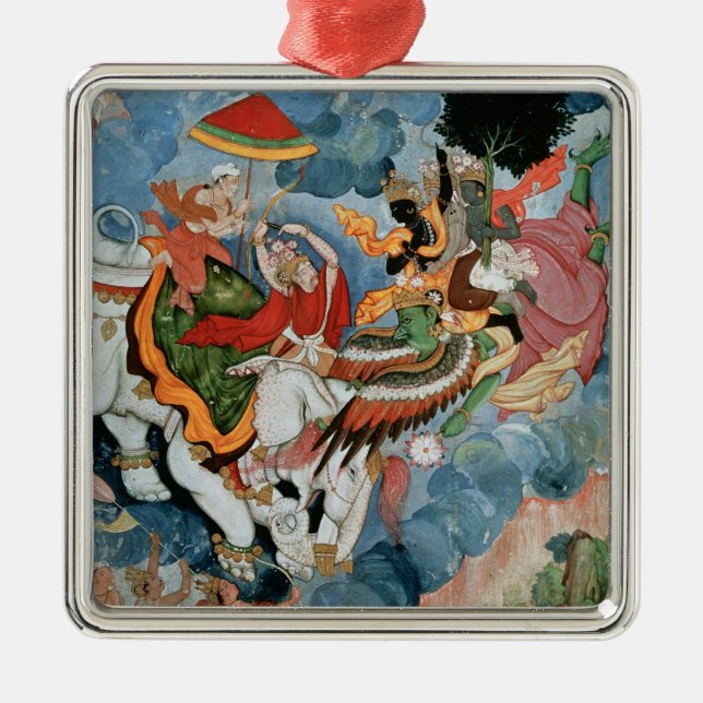 Krishna's combat with Indra, c.1590 Metal Tree Decoration (Front)