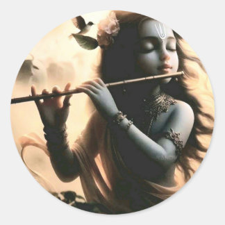 Krishna's Melody Round Sticker
