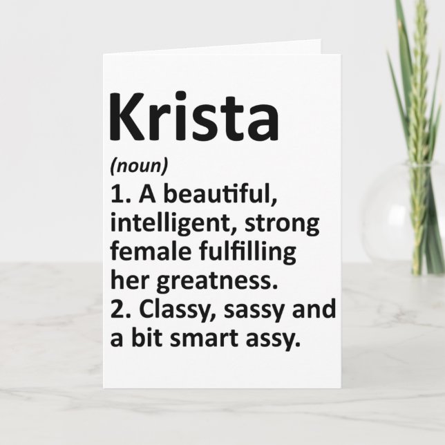 Krista Definition Personalised Name Funny Christma Card (Front)