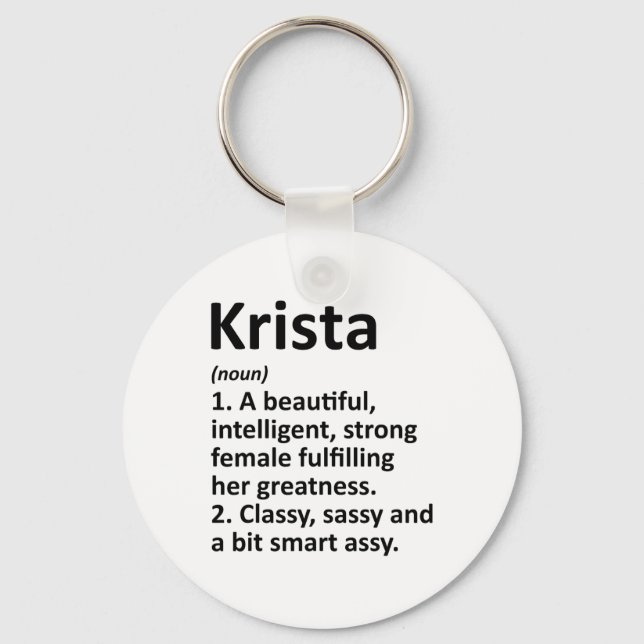 Krista Definition Personalised Name Funny Christma Key Ring (Front)