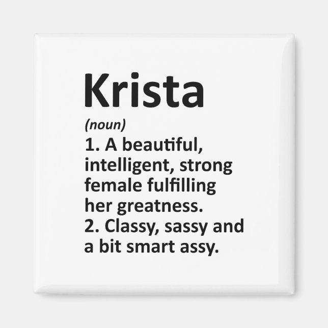 Krista Definition Personalised Name Funny Christma Magnet (Front)