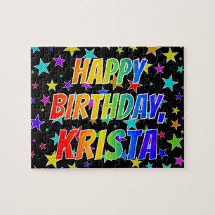 "KRISTA" First Name, Fun "HAPPY BIRTHDAY" Jigsaw Puzzle