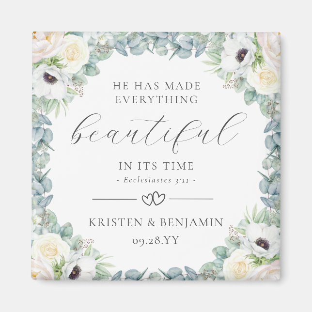 Kristen Christian Wedding Favours Bible Verse Magnet (Front)
