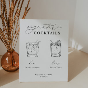KRISTEN Minimalist Wedding Signature Cocktails Pedestal Sign