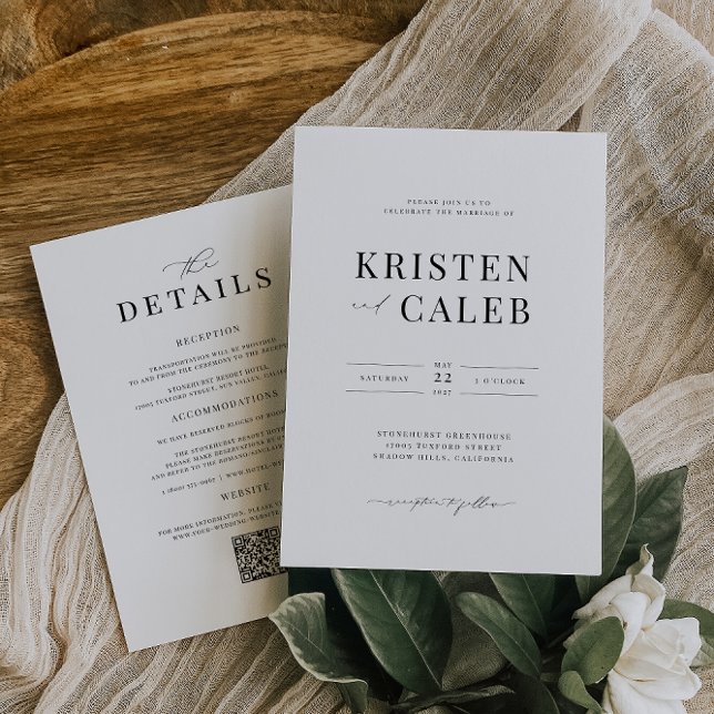 KRISTEN Modern Minimalist All-In-One Wedding Invitation (Creator Uploaded)