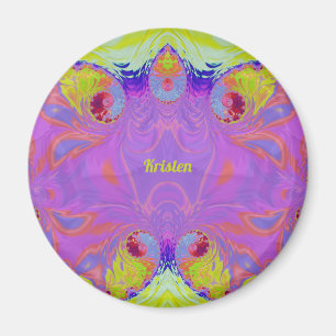 KRISTEN ~ Pink Orange Yellow Blue Fractal ~  Magnet