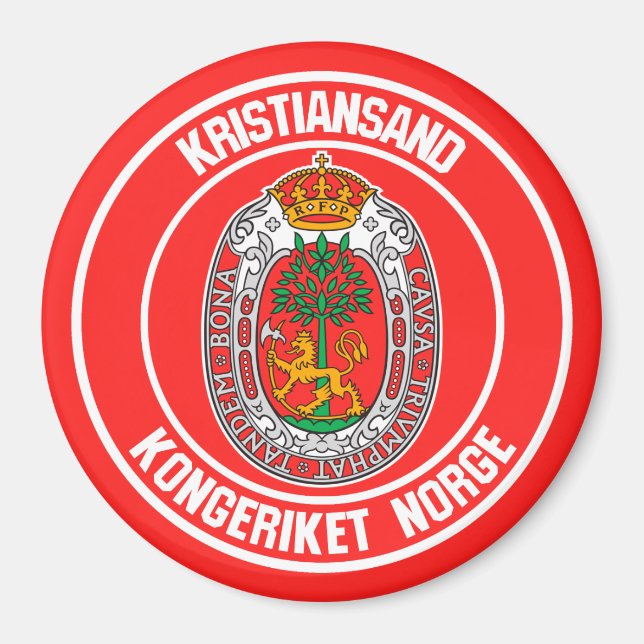 Kristiansand Round Emblem Magnet (Front)