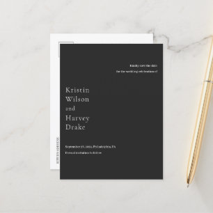 Kristin Charcoal Modern Wedding Save the Date Announcement Postcard