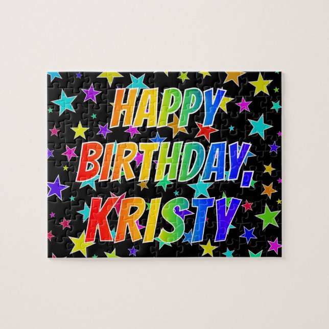 "KRISTY" First Name, Fun "HAPPY BIRTHDAY" Jigsaw Puzzle (Horizontal)