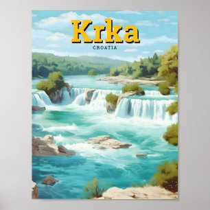 Krka National Park Croatia Art Vintage Travel  Poster