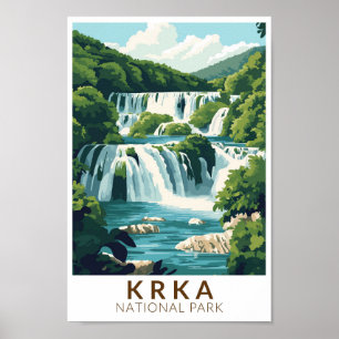 Krka National Park Croatia Illustration Travel Art Poster