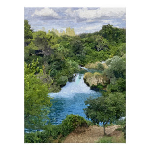 Krka Waterfalls in Croatia panorama view Poster