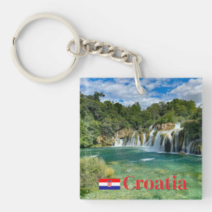 Krka Waterfalls in Croatia remote panorama travel Key Ring