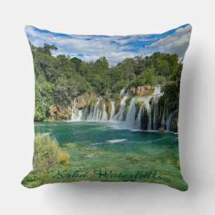 Krka Waterfalls in Croatia remote panorama view Cushion