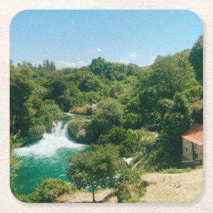 Krka Waterfalls -Krka National Park - Croatia Square Paper Coaster