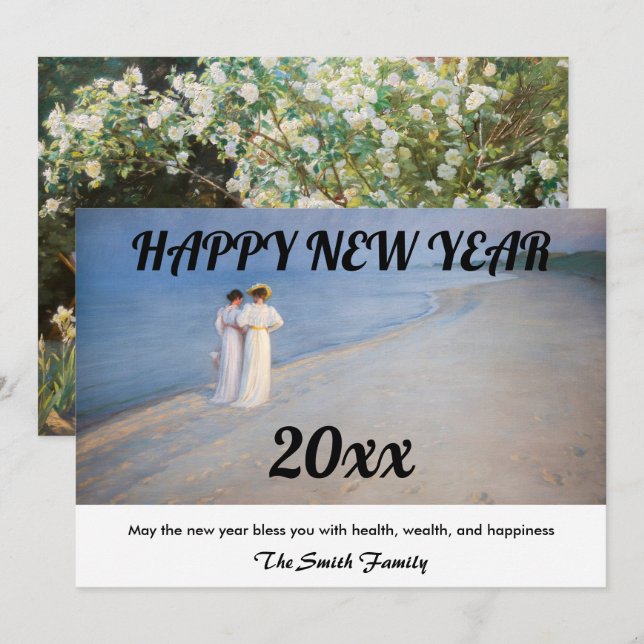 Kroyer - Happy New Year and Skagen Beach Holiday Card (Front/Back)