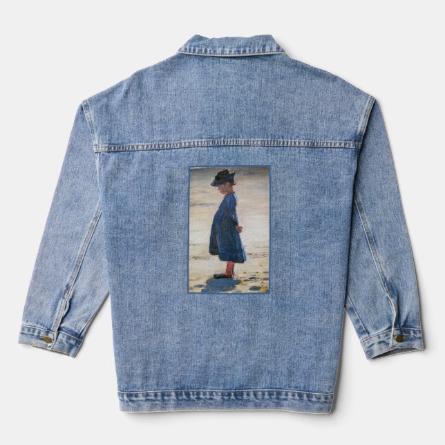 Kroyer - Little Girl standing on Skagen Beach Denim Jacket (Back)