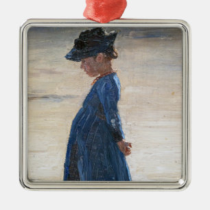 Kroyer - Little Girl standing on Skagen Beach Metal Ornament