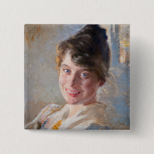 Kroyer - Portrait of the Artist’s Wife Marie 15 Cm Square Badge