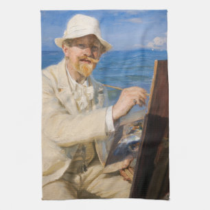 Kroyer - Self-Portrait at Skagen Beach Tea Towel