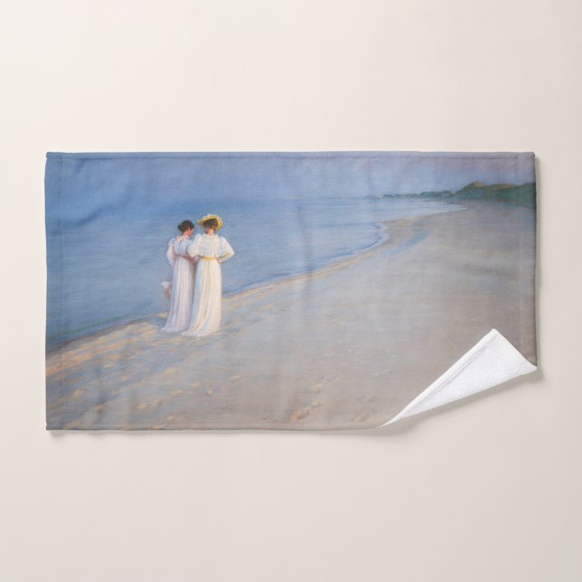 Kroyer - Summer Evening on Skagen Beach Bath Towel Set (Hand Towel)