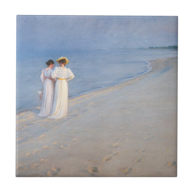 Kroyer - Summer Evening on Skagen Beach Ceramic Tile (Front)