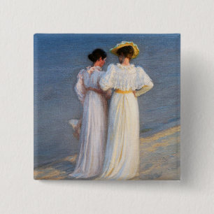 Kroyer - Summer Evening on Skagen Beach Closeup 15 Cm Square Badge