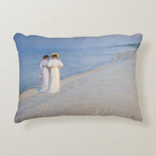 Kroyer - Summer Evening on Skagen Beach Decorative Cushion
