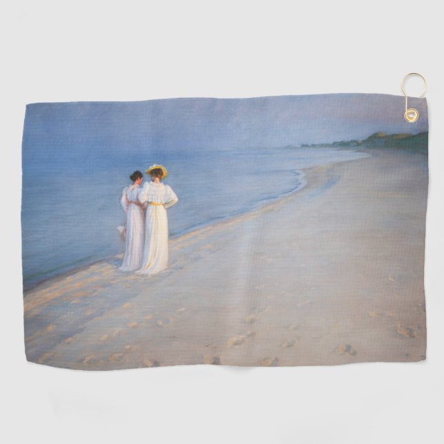 Kroyer - Summer Evening on Skagen Beach Golf Towel (Horizontal)