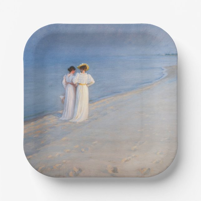 Kroyer - Summer Evening on Skagen Beach Paper Plate (Front)