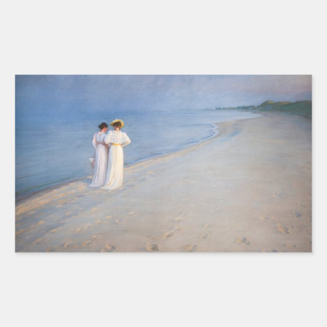 Kroyer - Summer Evening on Skagen Beach Rectangular Sticker (Front)